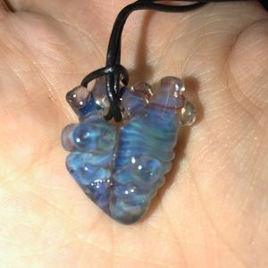 Blue realistic heart pendant